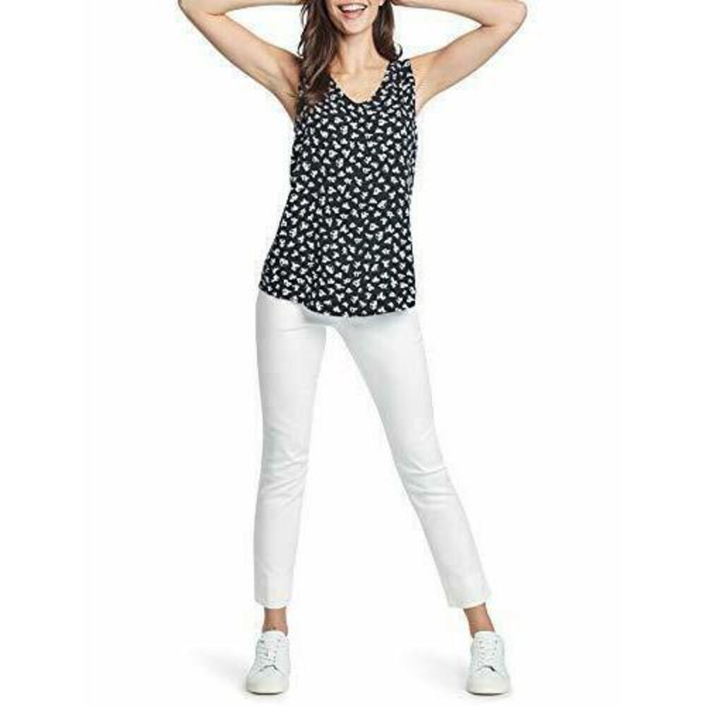 NIC+ZOE Women's Rayon Blend Sleeveless Tank In Indigo Multi Petals Size M $155